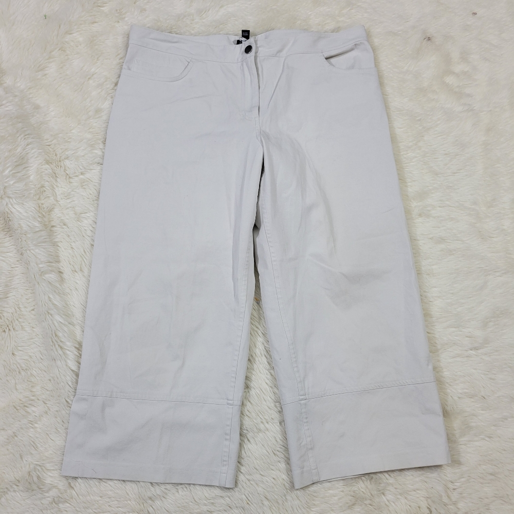 Eileen Fisher wide leg crops cream color size large